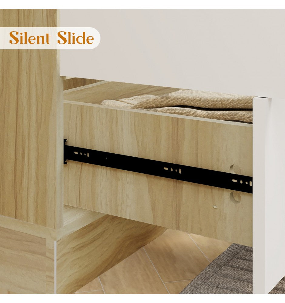 Armoire Wardrobe Closet, Wardrobe Closet with 3 Color Doors, Bedroom Armoires with Hanging Rod, Wardrobe Cabinet with 3 Drawers, Closet Cabinet with 3 Storage Cabinets(47.5W x 20D x 67H)