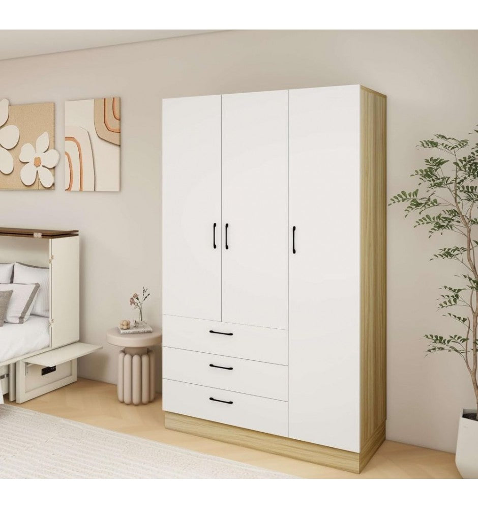 Armoire Wardrobe Closet, Wardrobe Closet with 3 Doors, Bedroom Armoires with Hanging Rod, Wardrobe Cabinet with 3 Drawer, Closet Cabinet with 3 Storage Cabinets, Armoire(40W x 20D x 67H)