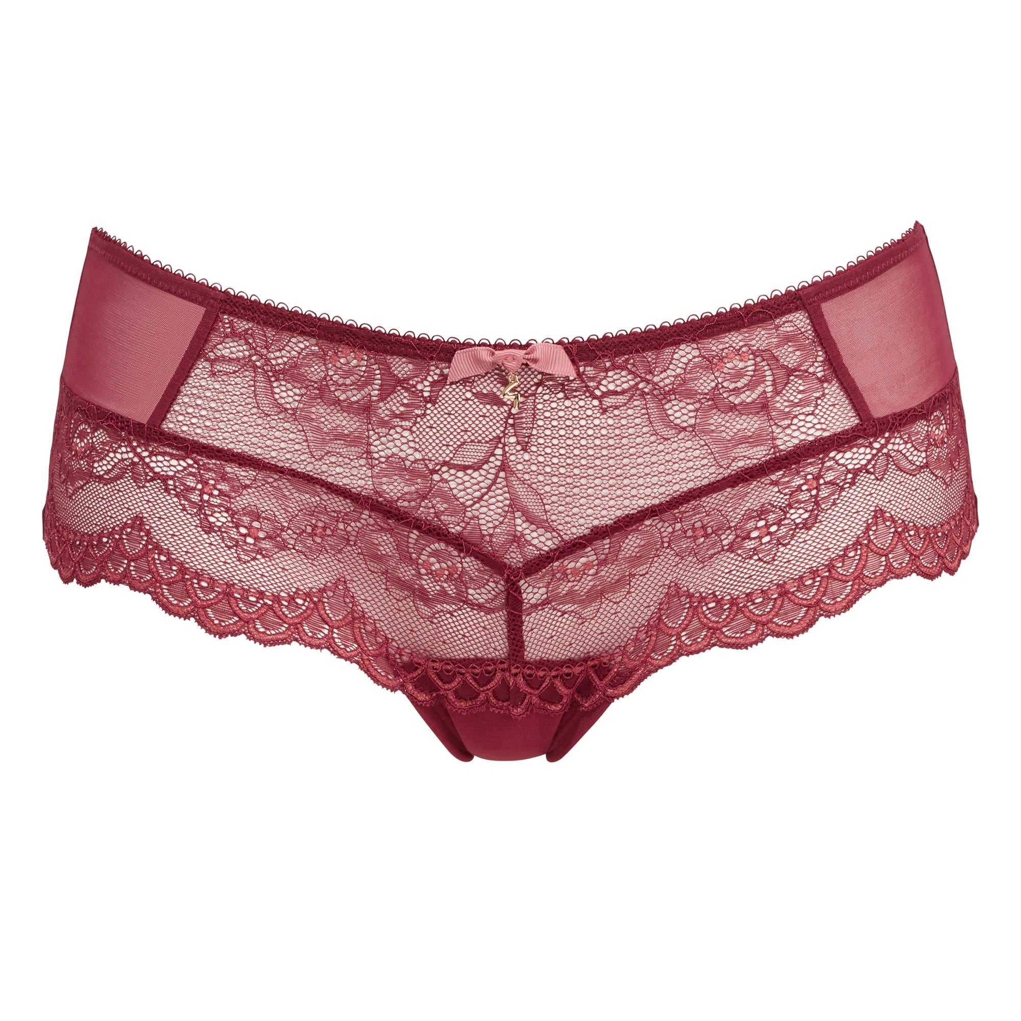 Sexy Sheer Shorts Panty Neon Coral Lace