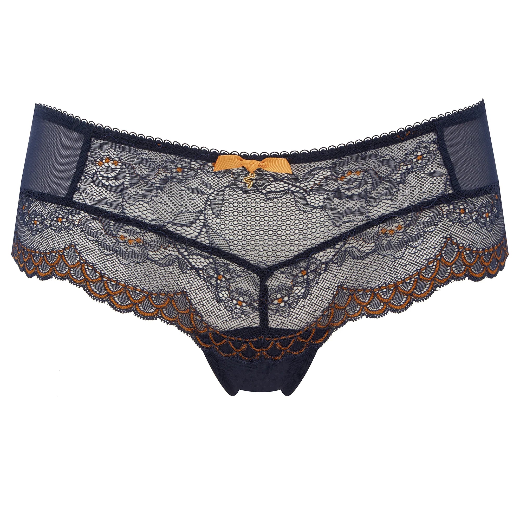 Sexy Sheer Shorts Panty Neon Coral Lace