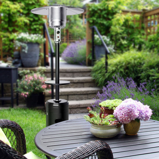 Outdoor Heater Propane Standing LP Gas Steel with Table & Wheels-Black