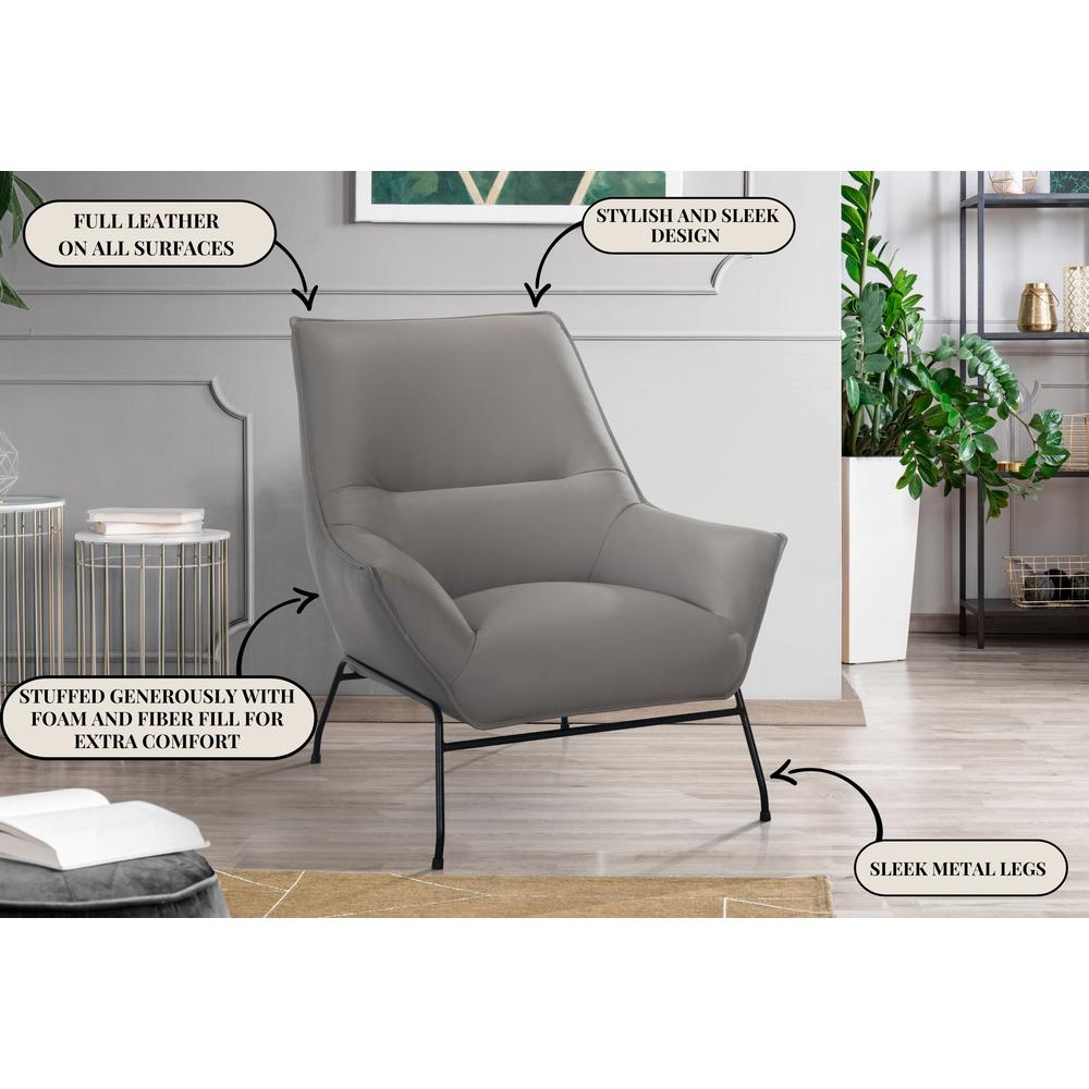 U8943 Light Grey Leather Accent Chair