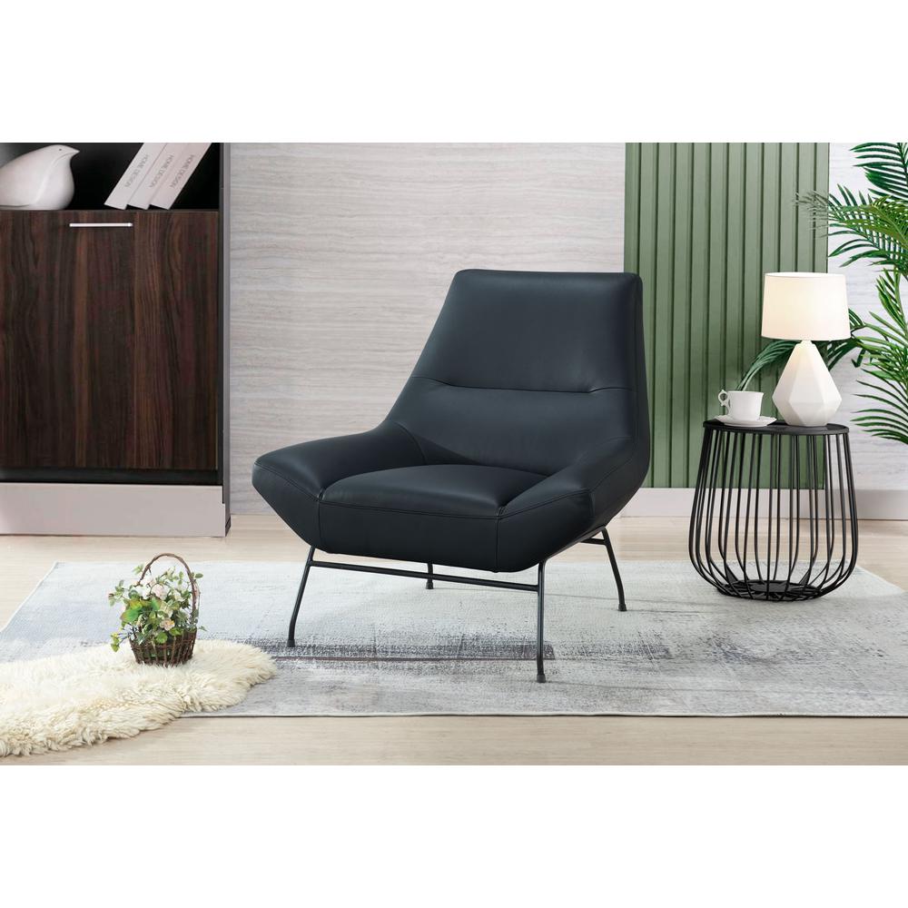 U8949 Navy Leather Accent Chair