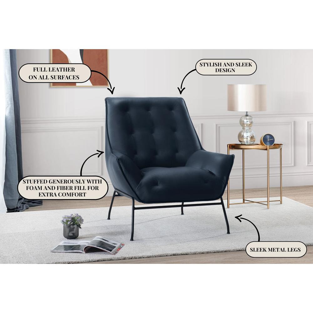 U8933 Navy Leather Accent Chair Seat
