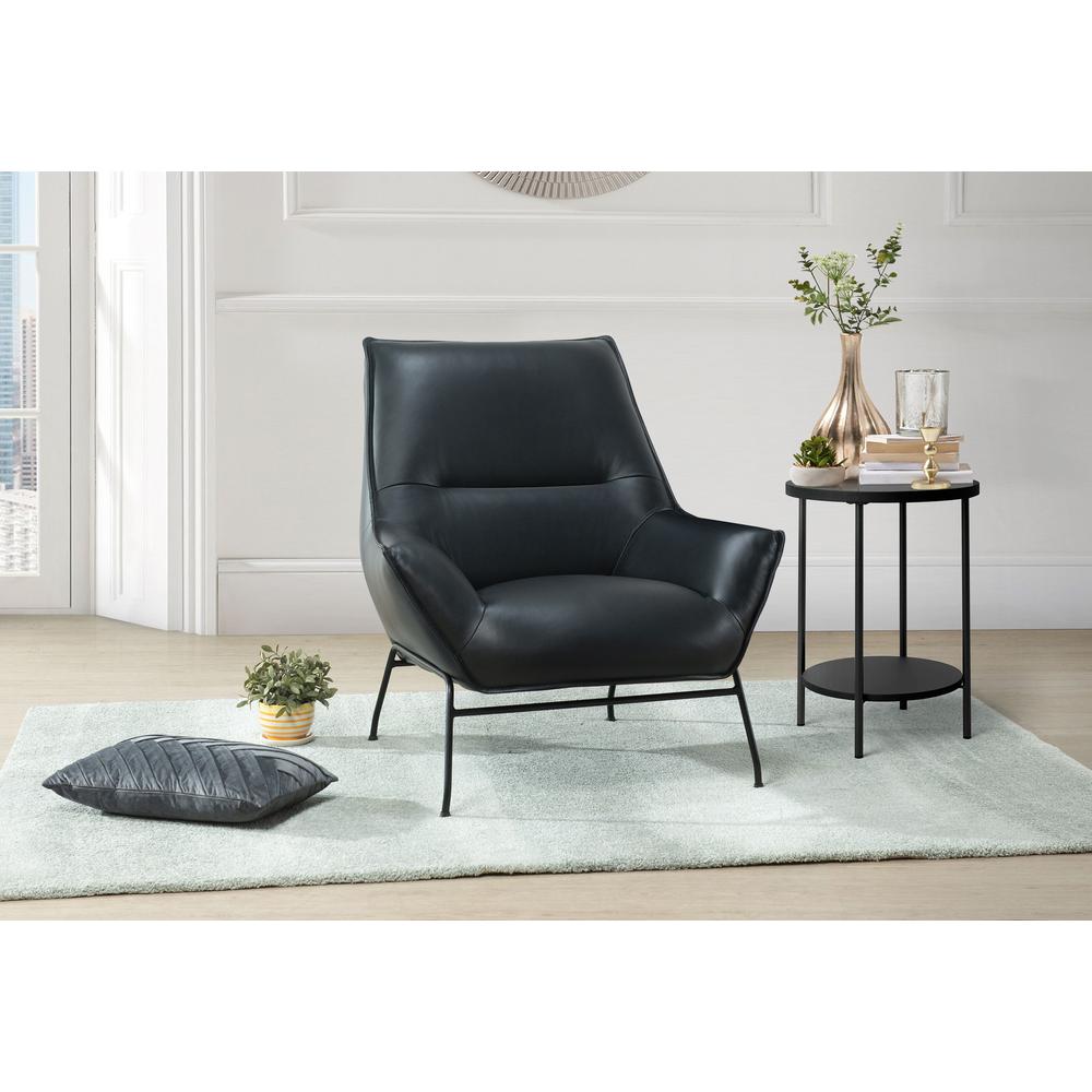 U8943 Black Leather Accent Chair Seat