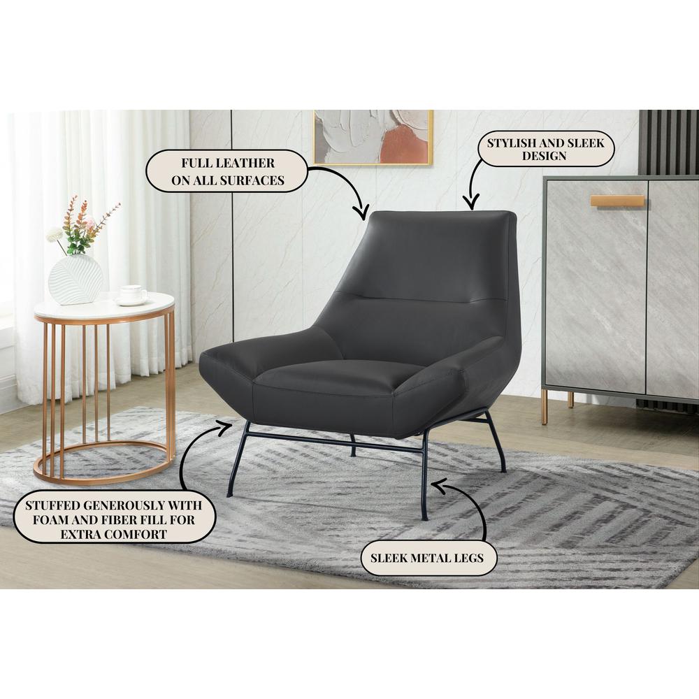 U8949 Dark Grey Leather Accent Chair