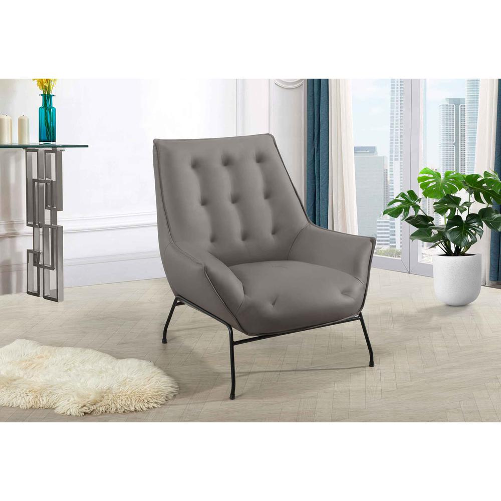U8933 Light Grey Leather Accent Chair Seat