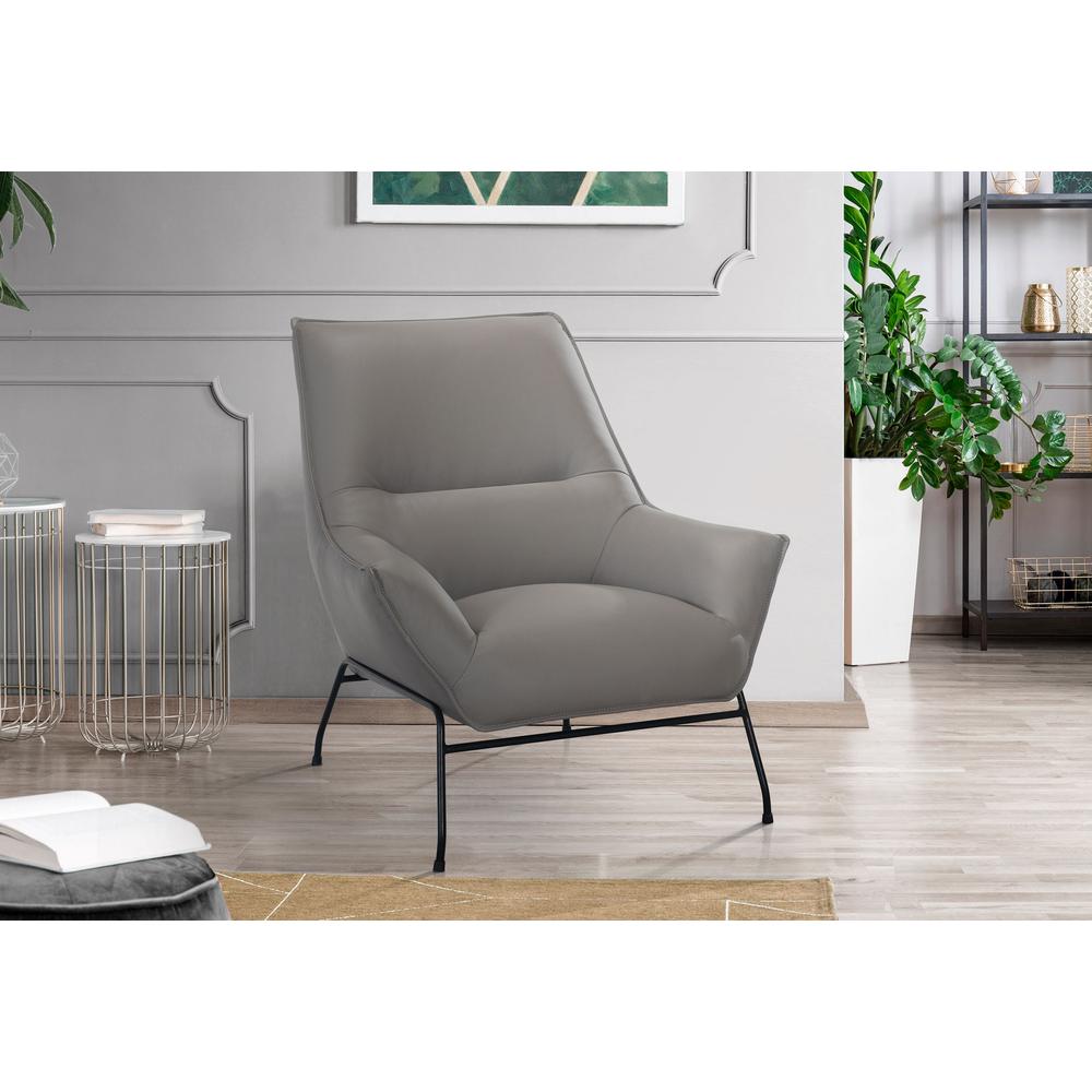 U8943 Light Grey Leather Accent Chair