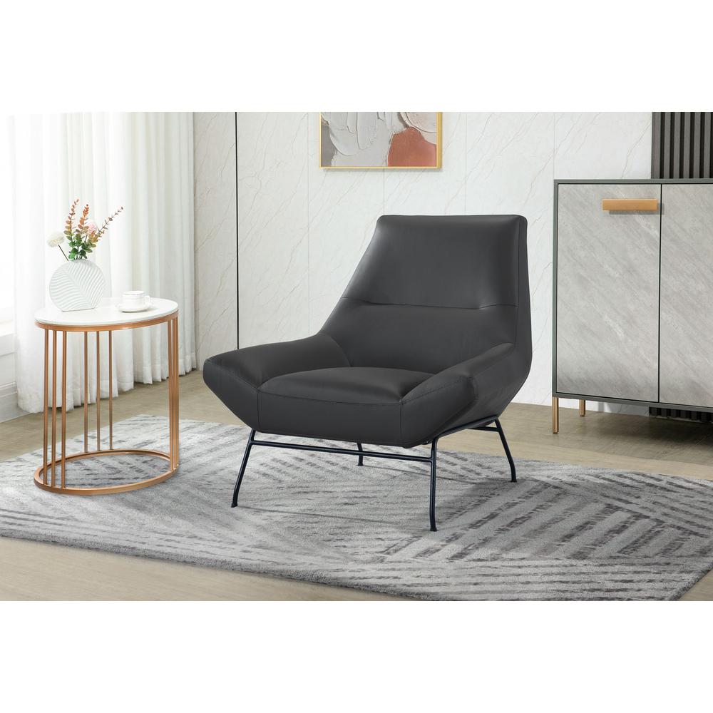 U8949 Dark Grey Leather Accent Chair