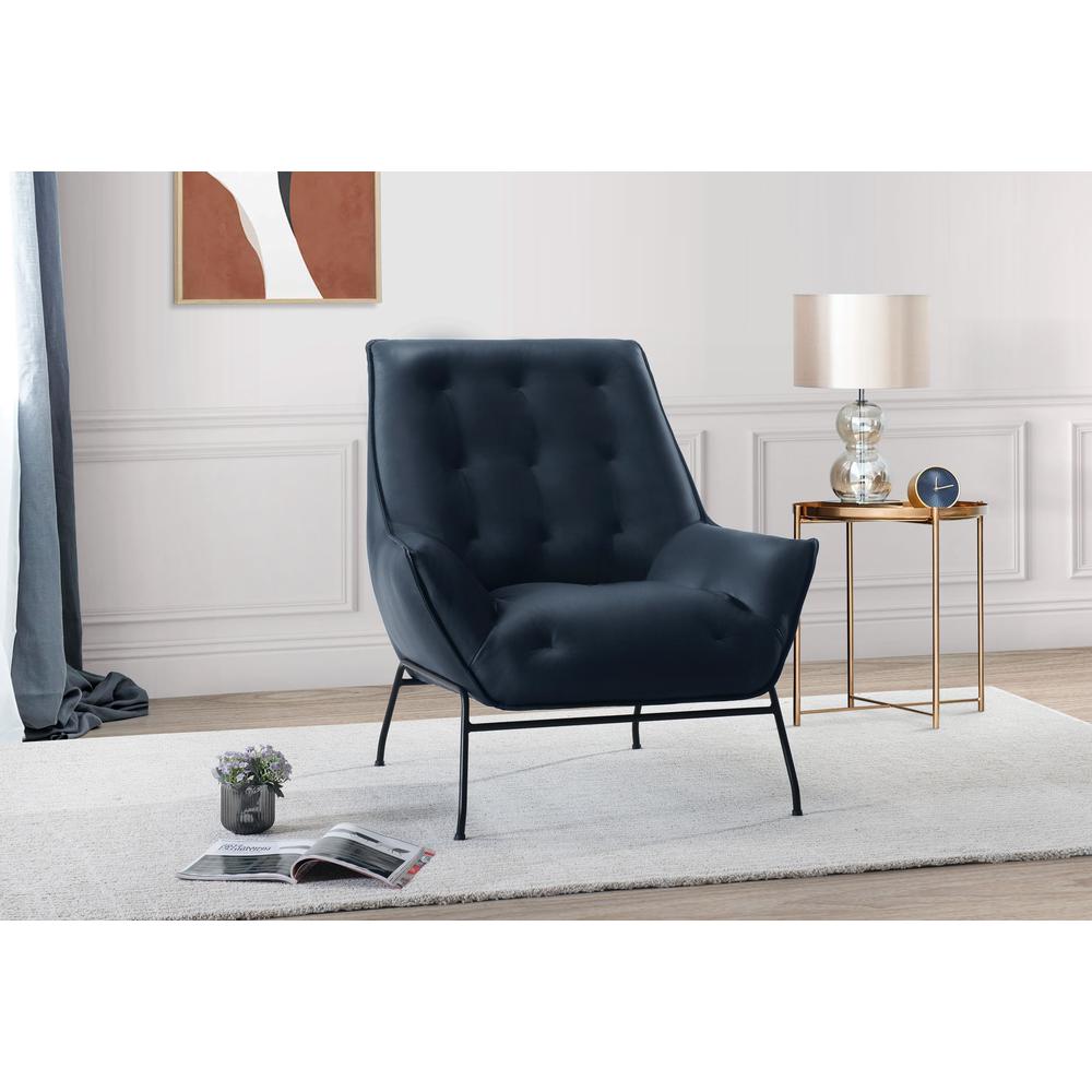 U8933 Navy Leather Accent Chair Seat