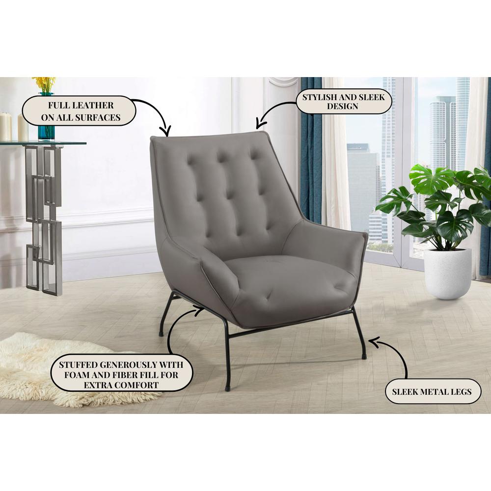 U8933 Light Grey Leather Accent Chair