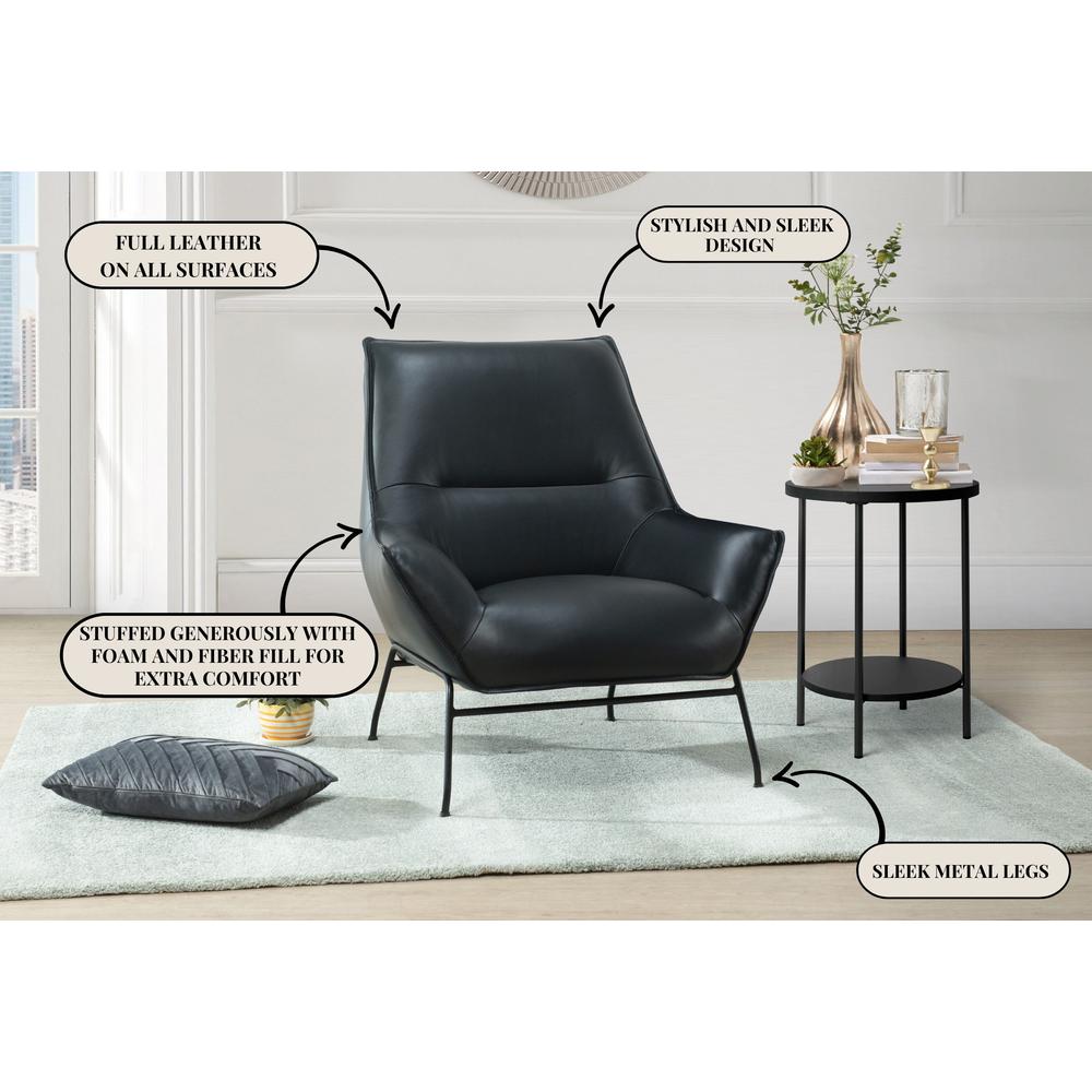 U8943 Black Leather Accent  Chair