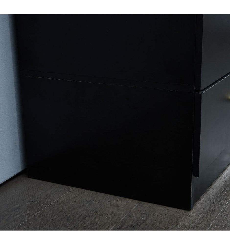 Armoire Wardrobe Closet & Cabinet with Mirror - 4 Door Wooden Armoire Wardrobe for Large Capacity Clothes Storage with Shelves and Hanging Rail, Black