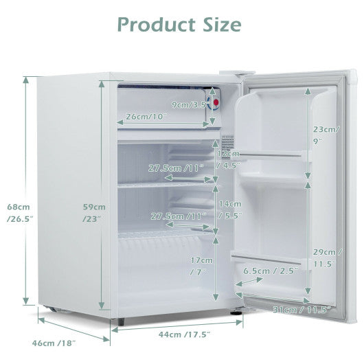 2.5 Cubic Feet Compact Single Door Refrigerator with Freezer-White
