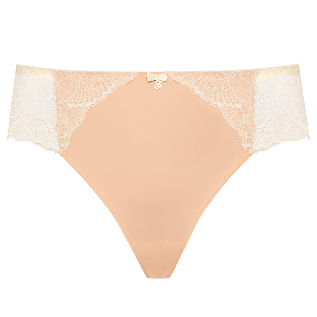 Floral Embroidery Midi Brief Panties with Cotton Liner