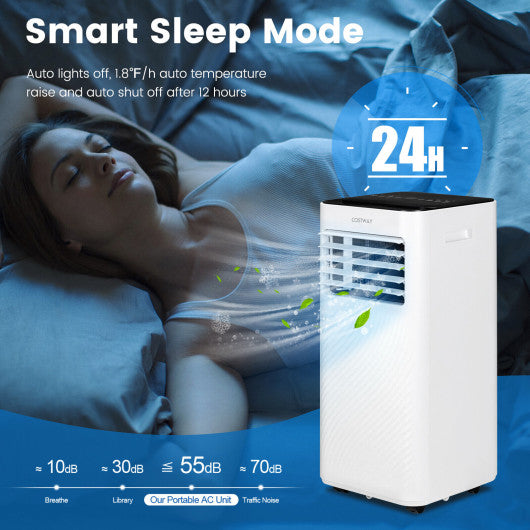10000 BTU 4-in-1 Portable Air Conditioner with Humidifier and Sleep Mode-Black