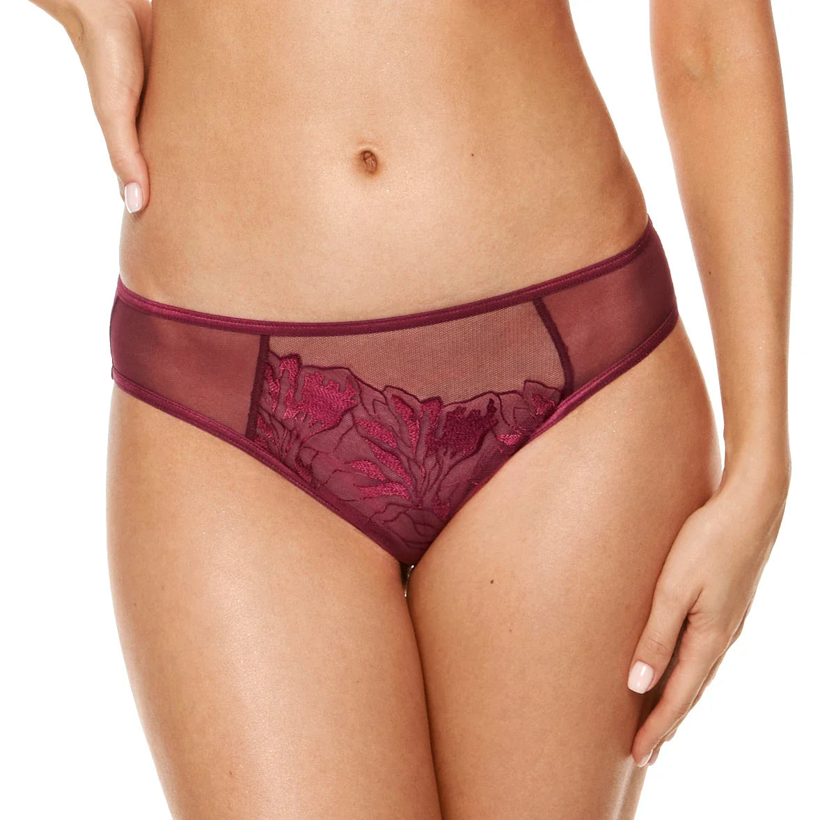 Mid-Rise Sheer Bikini Panty with Elegant Lace