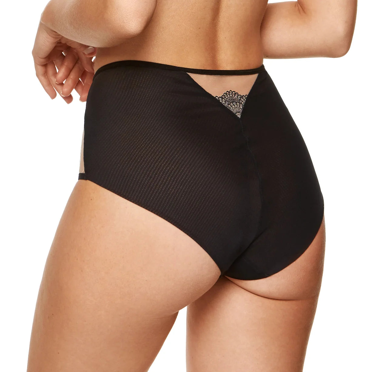 Elegant High Waist Tulle Brief Panty with Cotton Liner