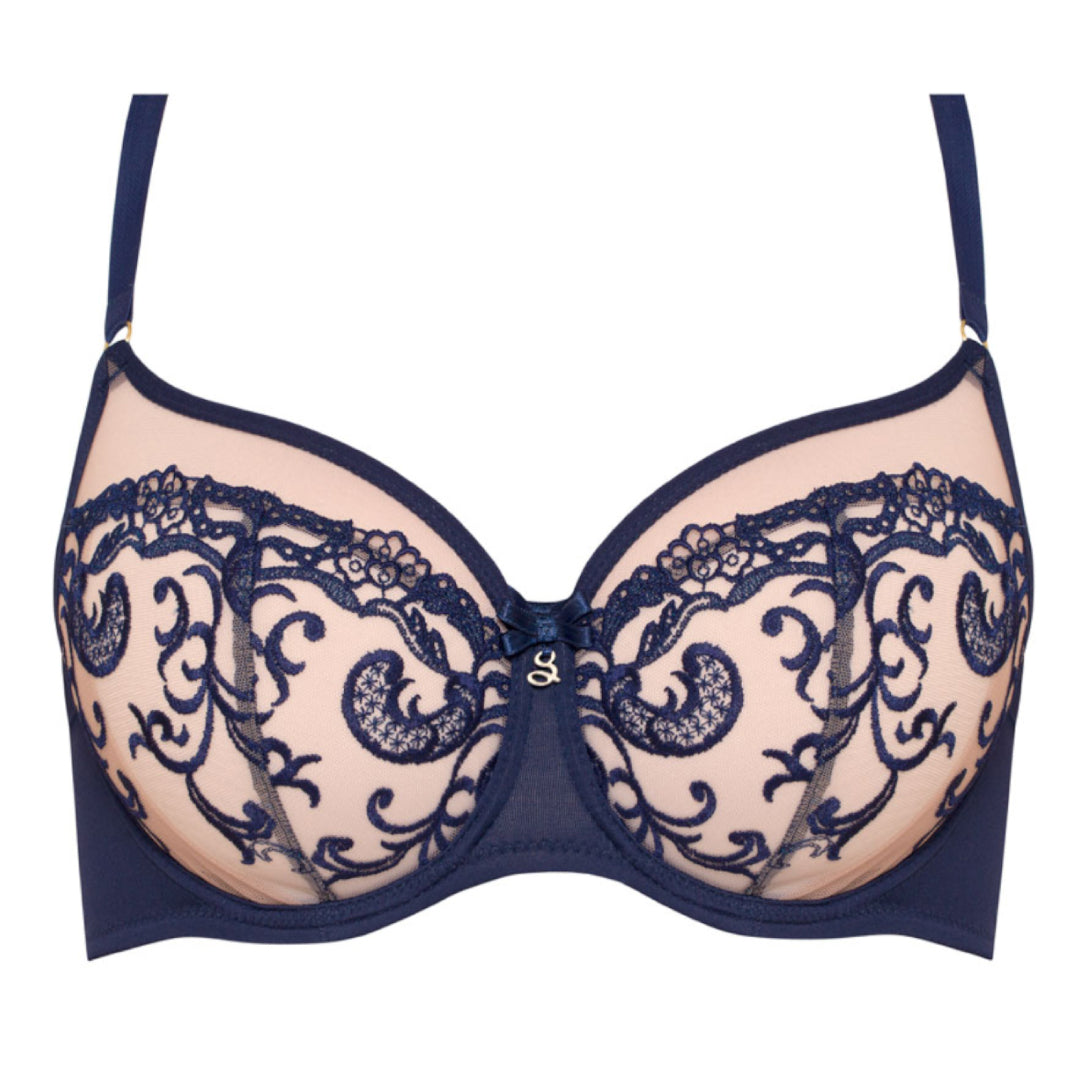 Sheer Mesh Embroidered Balconette Bra Hazel-3