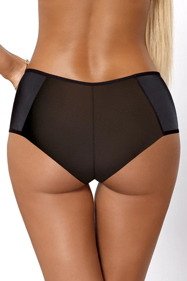 Semi-Sheer Floral Embroidered Full Brief Panty