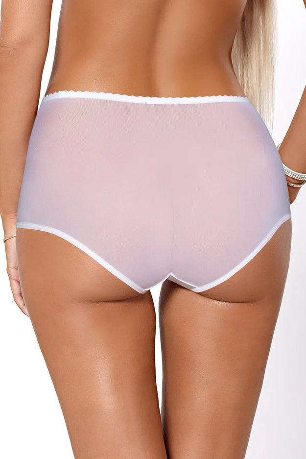 High Waist Embroidered Lace Panty Elegant Full Coverage