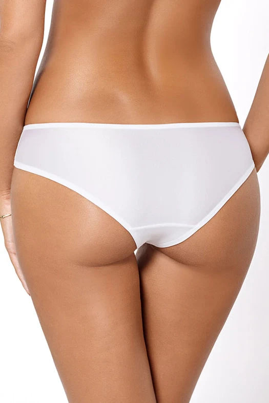Elegant Sheer Mesh Bikini Panty with Embroidered Accent