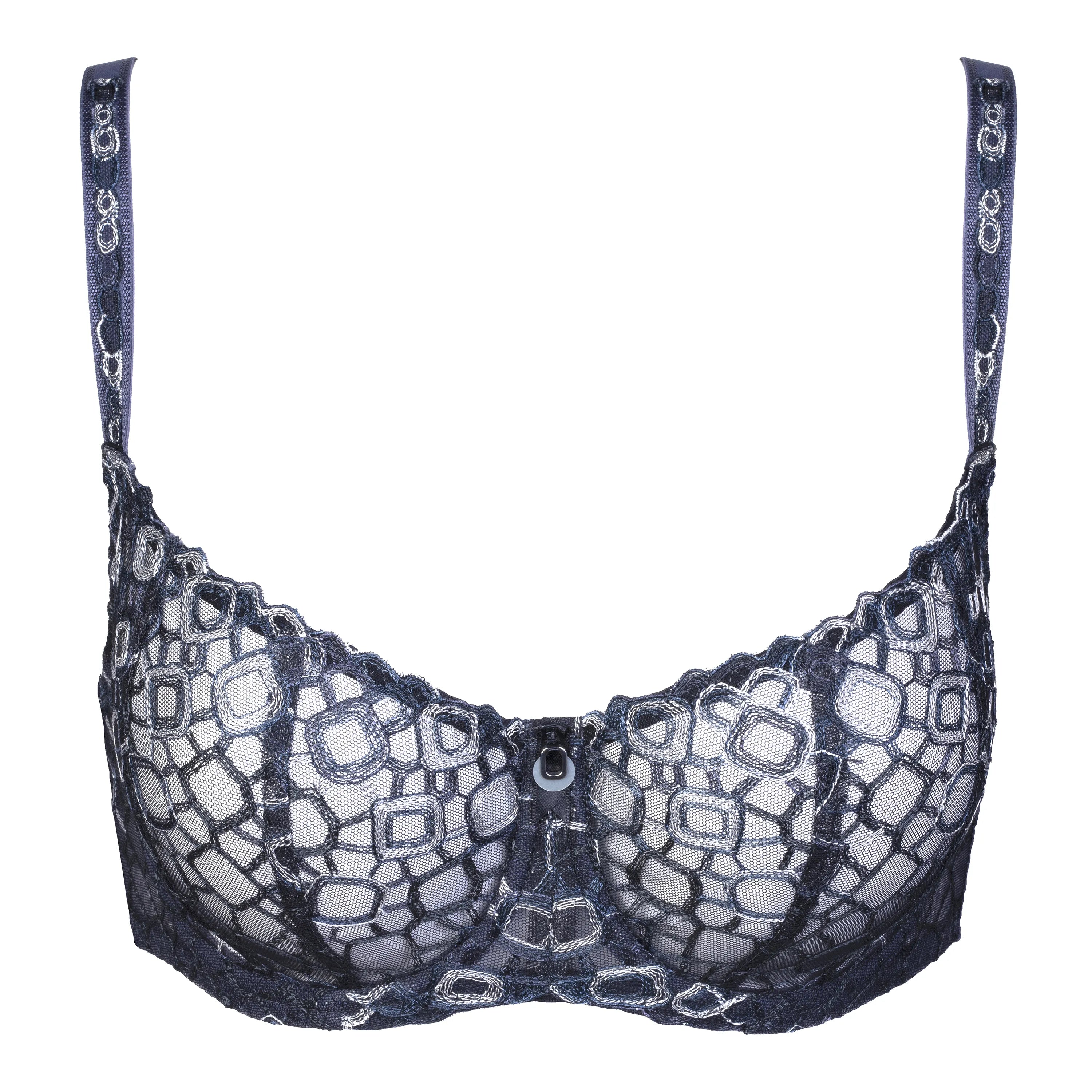 Sheer Embroidered Balconette Bra