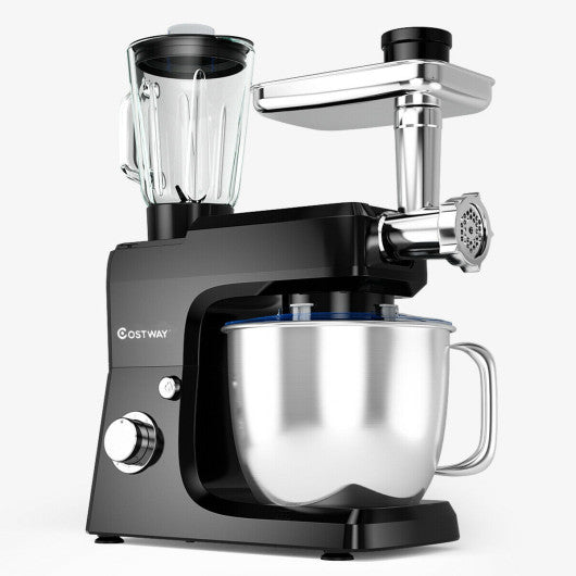 3-in-1 Multi-functional 6-speed Tilt-head Food Stand Mixer-Black