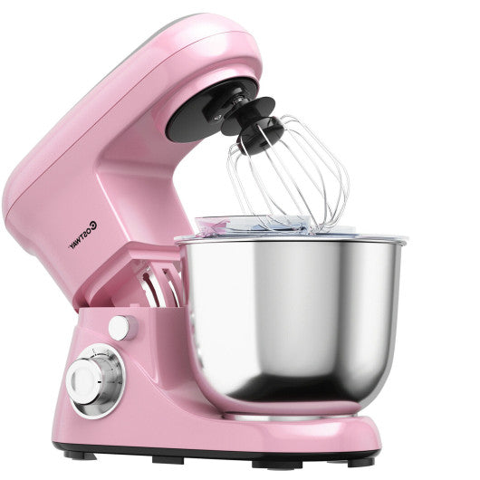 5.3 Qt Stand Kitchen Food Mixer 6 Speed with Dough Hook Beater-Pink
