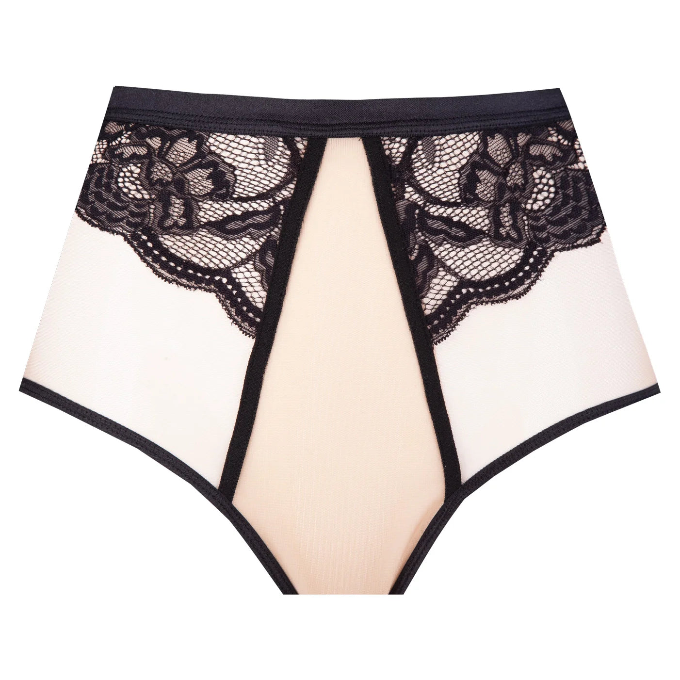 Sheer High Waist Panty with Cotton Liner and Full Coverage