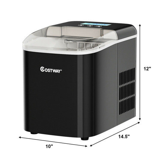 26 lbs Countertop LCD Display Ice Maker with Ice Scoop-Black