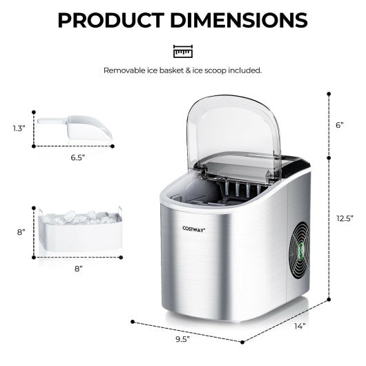 2.2 L Portable Ice Cube Maker with Bullet Shaped Ice Cube-Gray