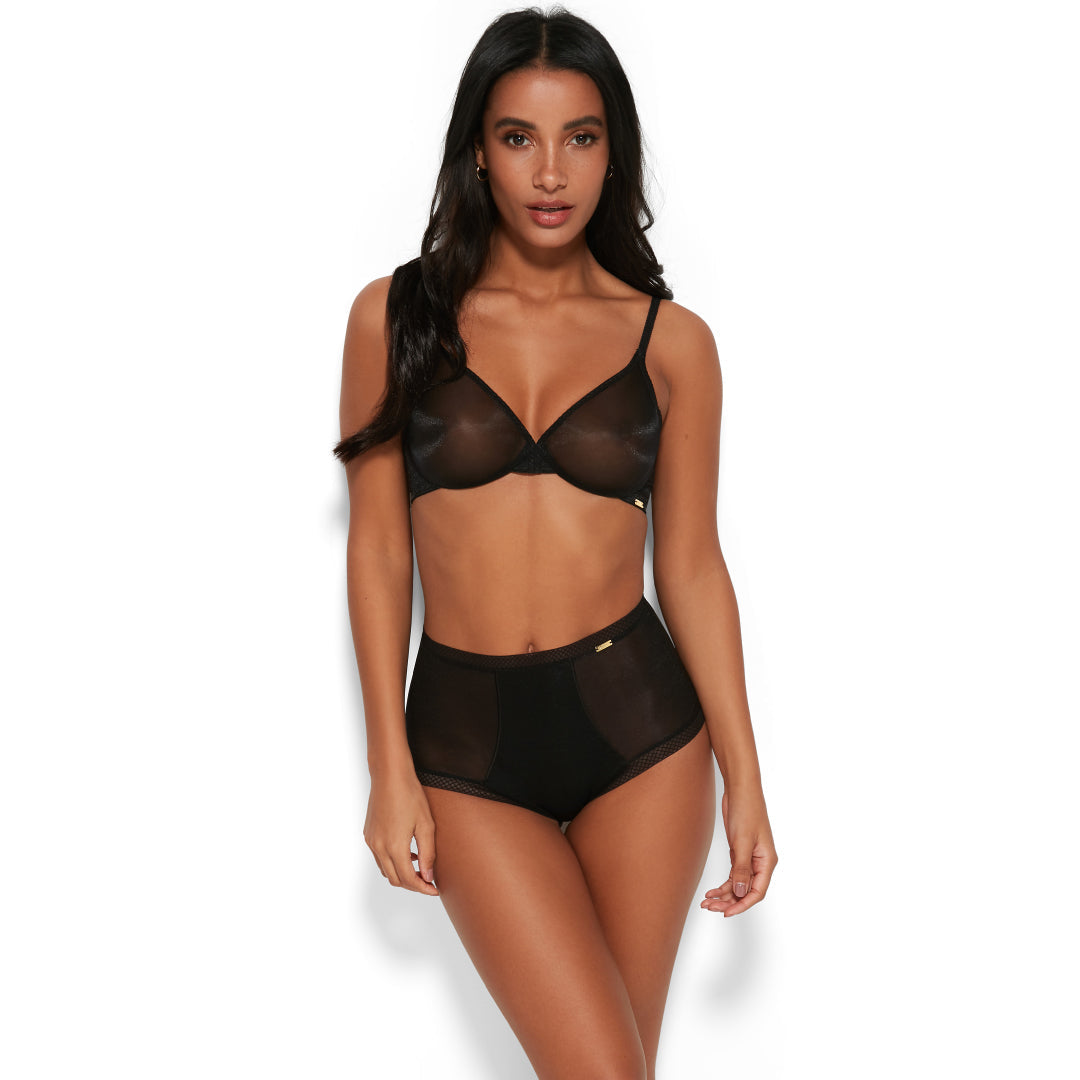 Lightweight Sheer High Waist Panty with Cotton Liner
