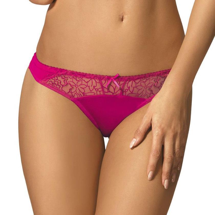 Semi Sheer Lace Low Rise Bikini Panty with Floral Embroidery