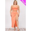 Plus Size Crop Cami & Split Thigh Maxi Skirt Set