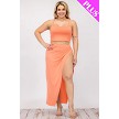 Plus Size Crop Cami & Split Thigh Maxi Skirt Set